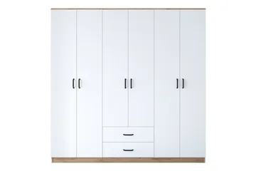 Jagdesh Garderobeskab 210x210 cm Brun/Hvid - Hanah Home - Opbevaring - Tøjopbevaring - Garderobeskabe