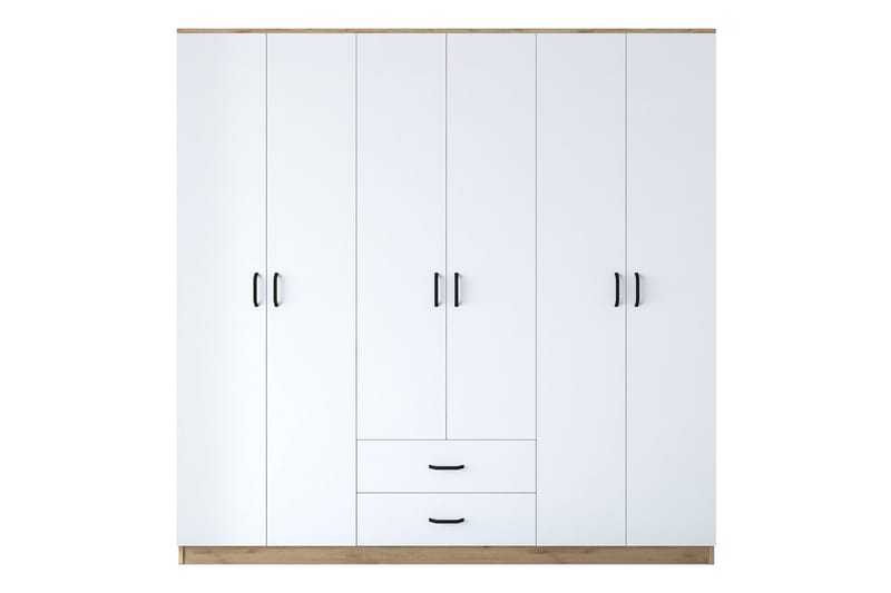 Jagdesh Garderobeskab 210x210 cm Brun/Hvid - Hanah Home - Opbevaring - Tøjopbevaring - Garderobeskabe