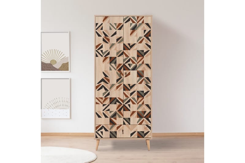 Bertoaria Garderobe 80x190 cm Brun - Hanah Home - Opbevaring - Tøjopbevaring - Garderobeskabe