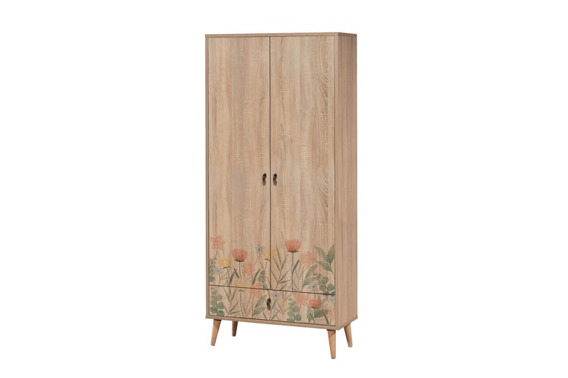 Bertoaria Garderobe 80x190 cm Brun - Hanah Home - Opbevaring - Tøjopbevaring - Garderobeskabe