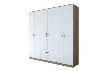 Jagdesh Garderobeskab 210x210 cm Brun/Hvid - Hanah Home - Opbevaring - Tøjopbevaring - Garderobeskabe
