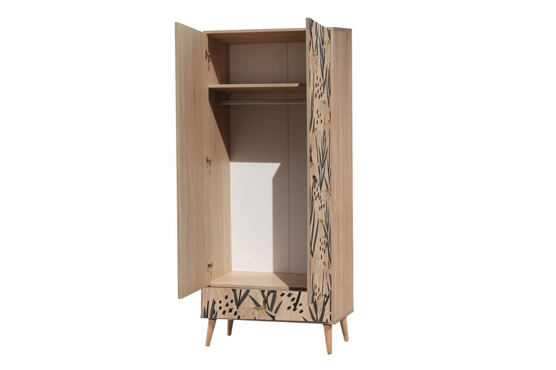 Bertoaria Garderobe 80x190 cm Brun - Hanah Home - Opbevaring - Tøjopbevaring - Garderobeskabe