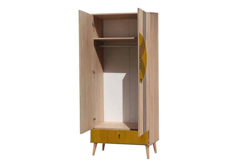 Bertoaria Garderobe 80x190 cm Brun - Hanah Home - Opbevaring - Tøjopbevaring - Garderobeskabe