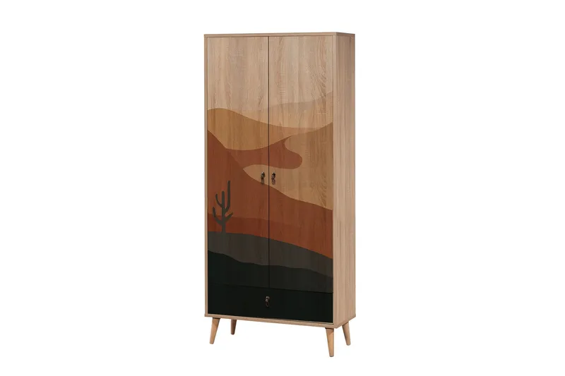 Bertoaria Garderobe 80x190 cm Brun - Hanah Home - Opbevaring - Tøjopbevaring - Garderobeskabe