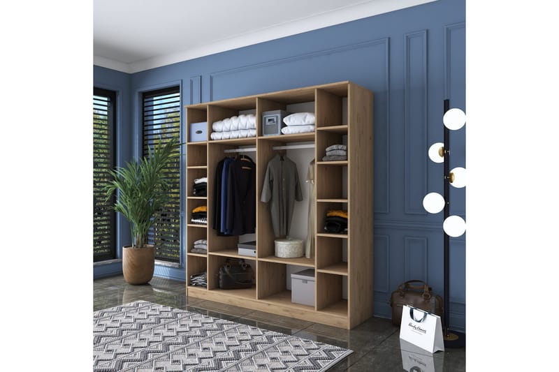 Jaidul Garderobeskab 180x190,8 cm Brun/Hvid - Hanah Home - Opbevaring - Tøjopbevaring - Garderobeskabe