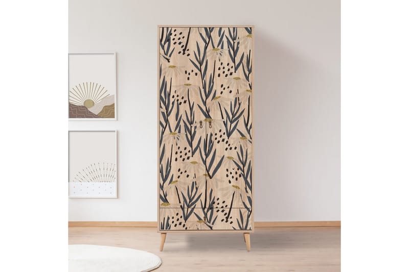 Bertoaria Garderobe 80x190 cm Brun - Hanah Home - Opbevaring - Tøjopbevaring - Garderobeskabe