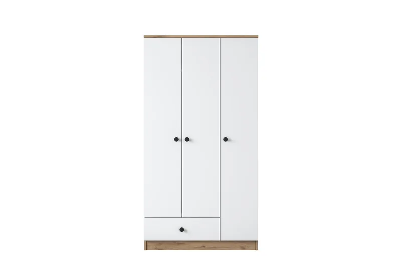 Jain Garderobeskab 90x170 cm Brun/Hvid - Hanah Home - Opbevaring - Tøjopbevaring - Garderobeskabe