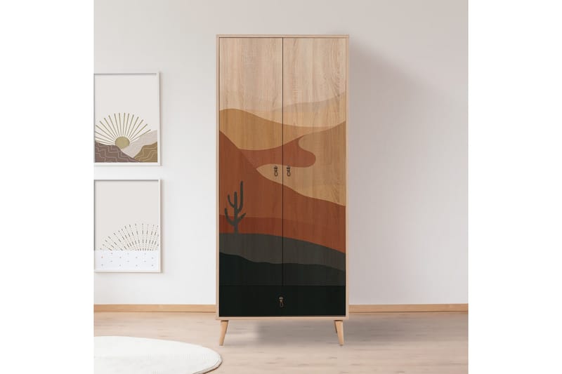 Bertoaria Garderobe 80x190 cm Brun - Hanah Home - Opbevaring - Tøjopbevaring - Garderobeskabe