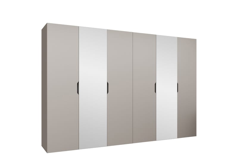 Abano Garderobe Med Spejl 52x202 cm - Beige - Opbevaring - Tøjopbevaring - Garderobeskabe