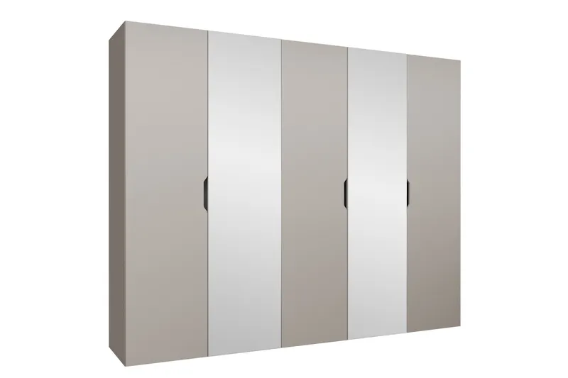 Abano Garderobe Med Spejl 52x202 cm - Beige - Opbevaring - Tøjopbevaring - Garderobeskabe