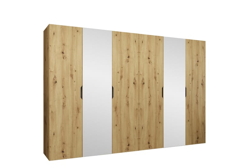 Abano Garderobe Med Spejl 52x202 cm - Brun - Opbevaring - Tøjopbevaring - Garderobeskabe
