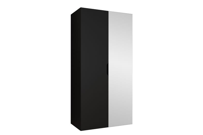 Abano Garderobe Med Spejl 52x202 cm - Sort - Opbevaring - Tøjopbevaring - Garderobeskabe