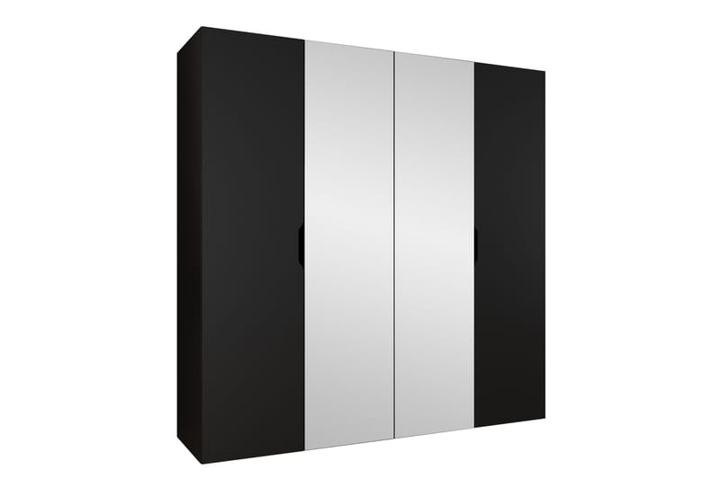 Abano Garderobe Med Spejl 52x202 cm - Sort - Opbevaring - Tøjopbevaring - Garderobeskabe
