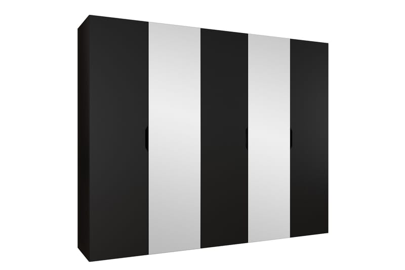 Abano Garderobe Med Spejl 52x202 cm - Sort - Opbevaring - Tøjopbevaring - Garderobeskabe