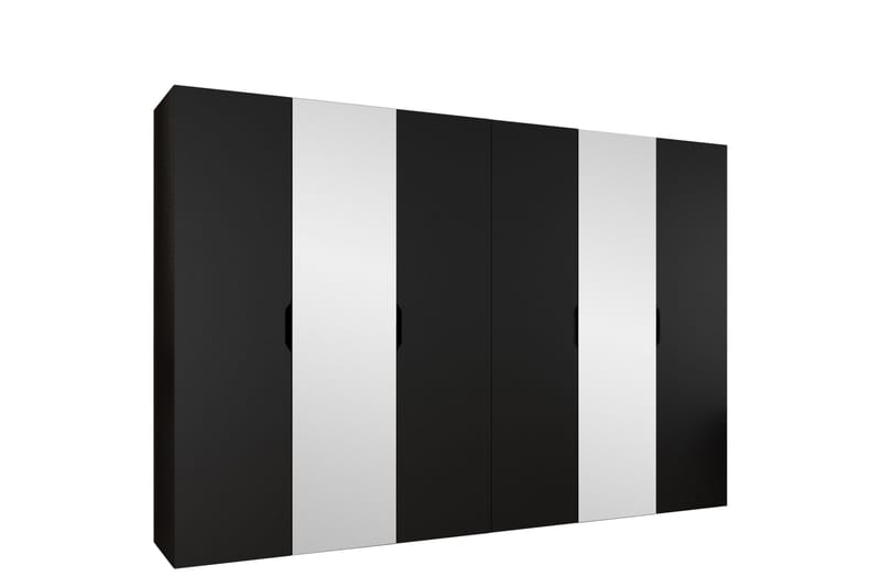 Abano Garderobe Med Spejl 52x202 cm - Sort - Opbevaring - Tøjopbevaring - Garderobeskabe