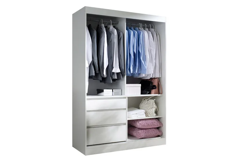Abricot Garderobe med Spejl 140x216x65 cm - Sort - Opbevaring - Tøjopbevaring - Garderobeskabe