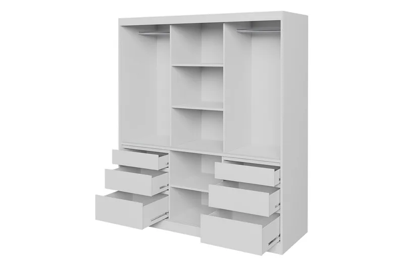 Abricot Garderobe med Spejl 180x216x65 cm - Sort - Opbevaring - Tøjopbevaring - Garderobeskabe