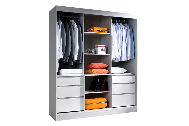 Abricot Garderobe med Spejl 180x216x65 cm - Sort - Opbevaring - Tøjopbevaring - Garderobeskabe