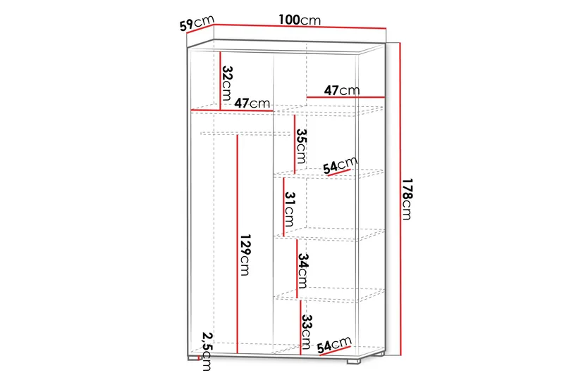 Agawal Garderob 100x178 cm - Brun - Opbevaring - Tøjopbevaring - Garderobeskabe