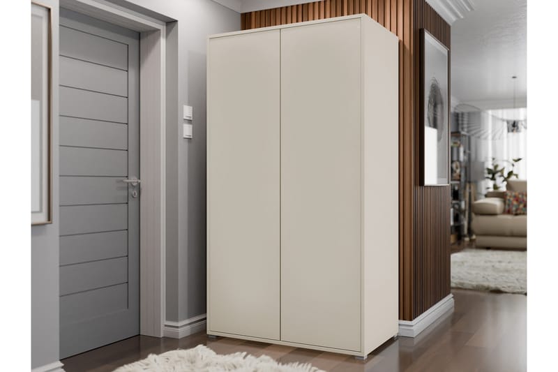 Agawal Garderobeskab 100x178 cm - Beige - Opbevaring - Tøjopbevaring - Garderobeskabe