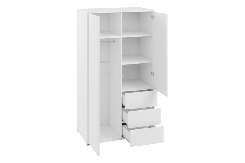 Agawal Garderobeskab med Spejl 100x178 cm - Hvid - Opbevaring - Tøjopbevaring - Garderobeskabe