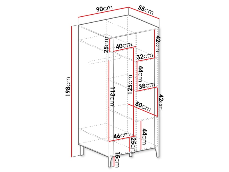 Aggarwal Garderobeskab 90 cm - Opbevaring - Tøjopbevaring - Garderobeskabe