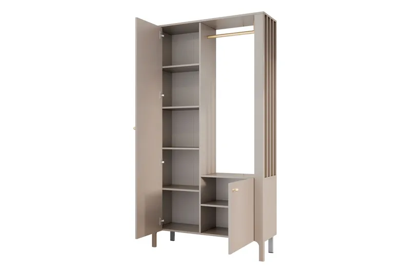 Aggarwal Garderobeskab med Spejl 105x197 cm - Beige - Opbevaring - Tøjopbevaring - Garderobeskabe