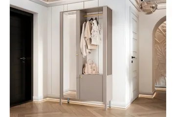 Aggarwal Garderobeskab med Spejl 105x197 cm - Beige - Opbevaring - Tøjopbevaring - Garderobeskabe