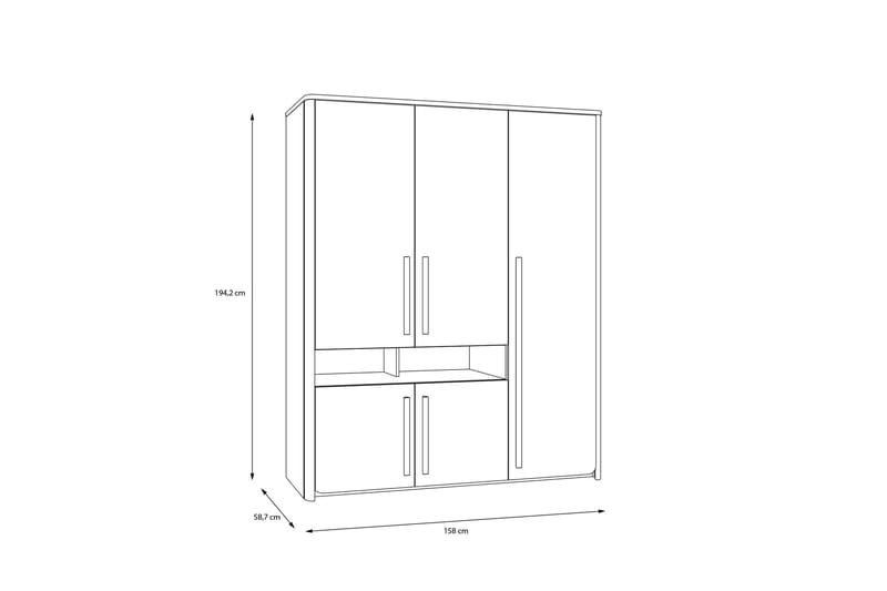 Ahmetbay Garderobe 59x158 cm - Grå/Brun - Opbevaring - Tøjopbevaring - Garderobeskabe