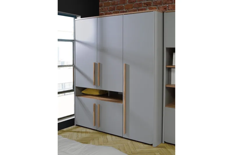 Ahmetbay Garderobe 59x158 cm - Grå/Brun - Opbevaring - Tøjopbevaring - Garderobeskabe