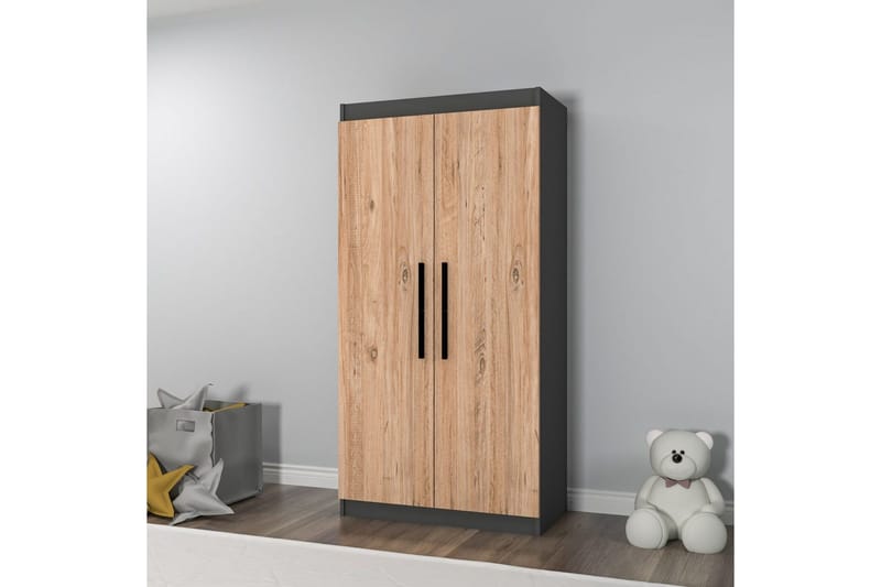 Akser Garderobe 90x180 cm - Natur/Antracit - Opbevaring - Tøjopbevaring - Garderobeskabe