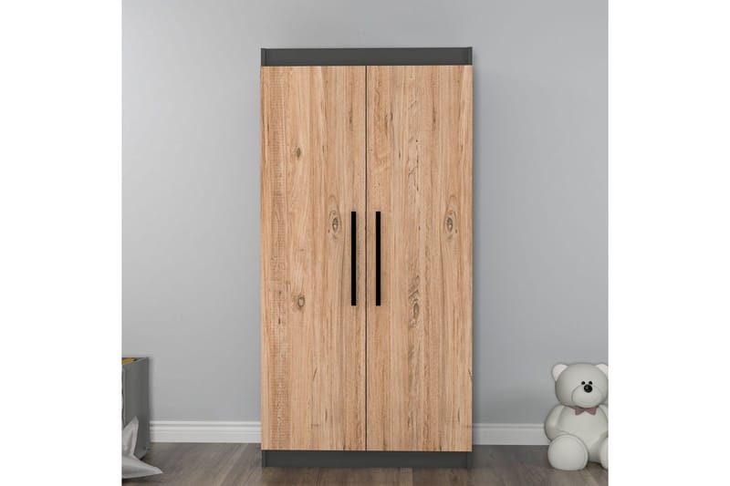 Akser Garderobe 90x180 cm - Natur/Antracit - Opbevaring - Tøjopbevaring - Garderobeskabe