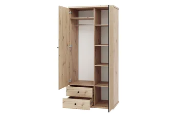 Aldbrough Garderobeskab med Spejl 100x213 cm - Brun / Sort - Opbevaring - Tøjopbevaring - Garderobeskabe