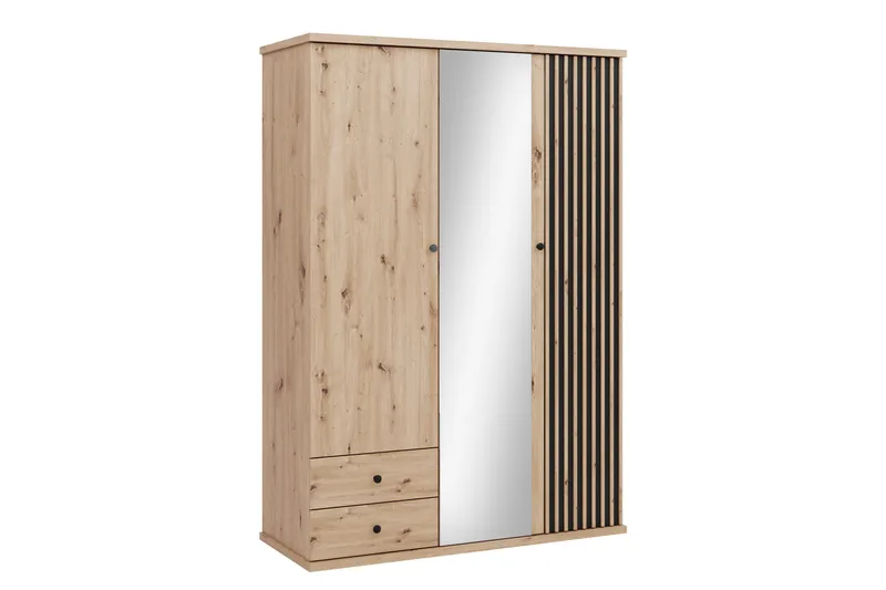 Aldbrough Garderobeskab med Spejl 150x213 cm, Brun / Sort