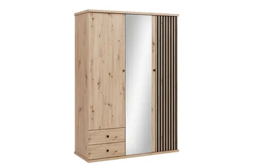 Aldbrough Garderobeskab med Spejl 150x213 cm - Brun / Sort - Opbevaring - Tøjopbevaring - Garderobeskabe