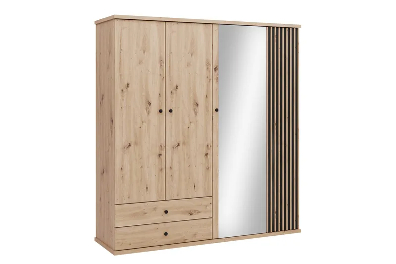 Aldbrough Garderobeskab med Spejl 200x213 cm, Brun / Sort