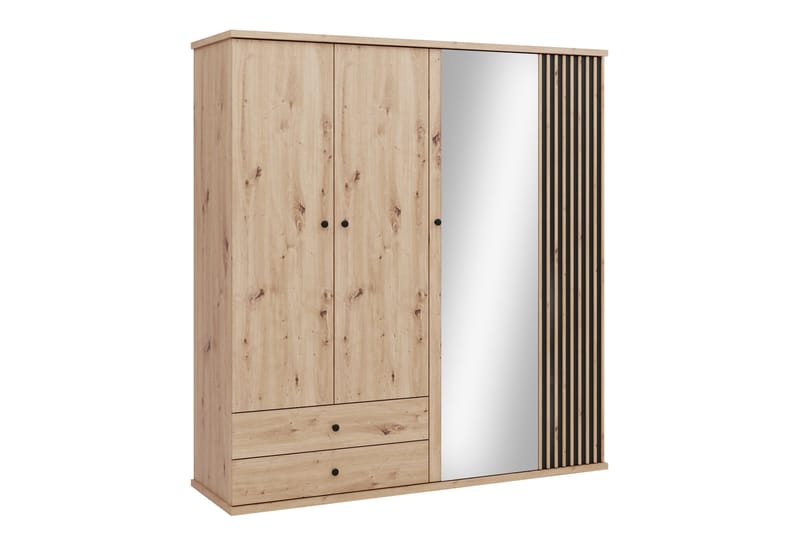 Aldbrough Garderobeskab med Spejl 200x213 cm, Brun / Sort