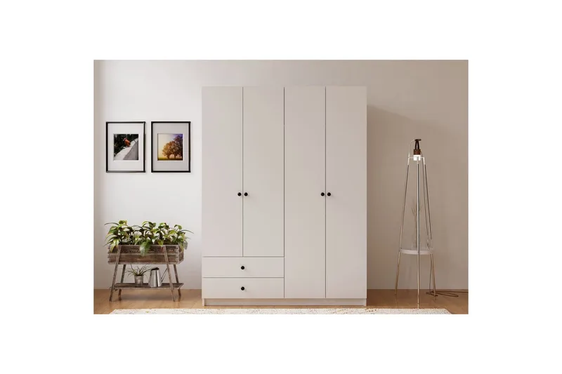 Alven Garderobe 120x180 cm - Mat Hvid - Opbevaring - Tøjopbevaring - Garderobeskabe