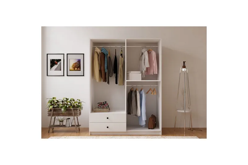 Alven Garderobe 120x180 cm - Mat Hvid - Opbevaring - Tøjopbevaring - Garderobeskabe