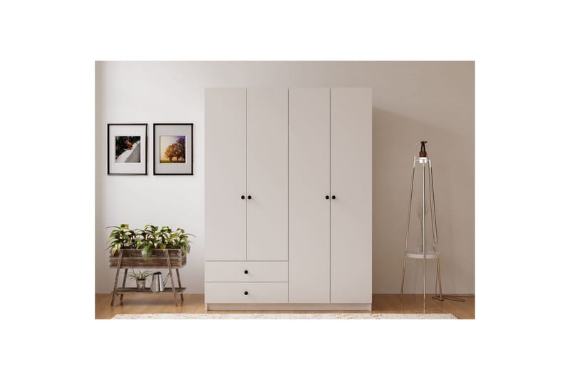 Alven Garderobe 120x180 cm - Mat Hvid - Opbevaring - Tøjopbevaring - Garderobeskabe