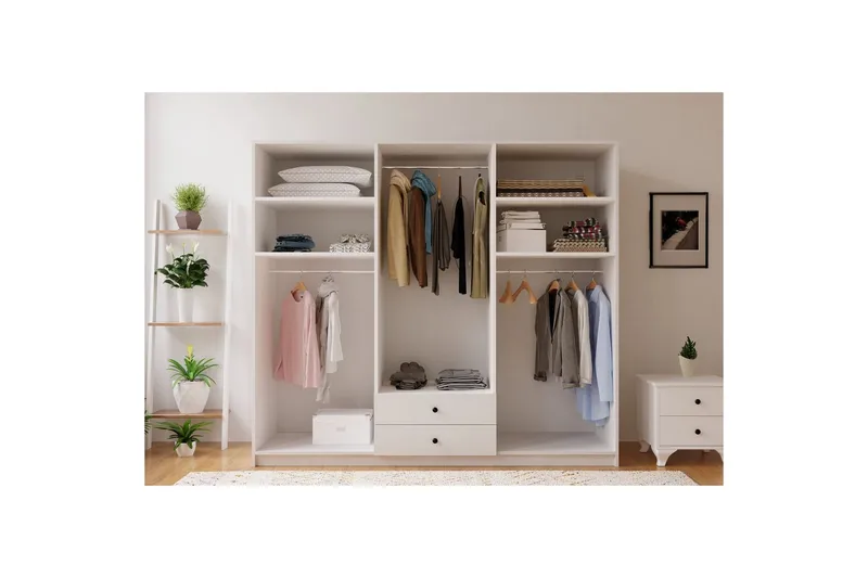 Alven Garderobe 180x180 cm - Mat Hvid - Opbevaring - Tøjopbevaring - Garderobeskabe