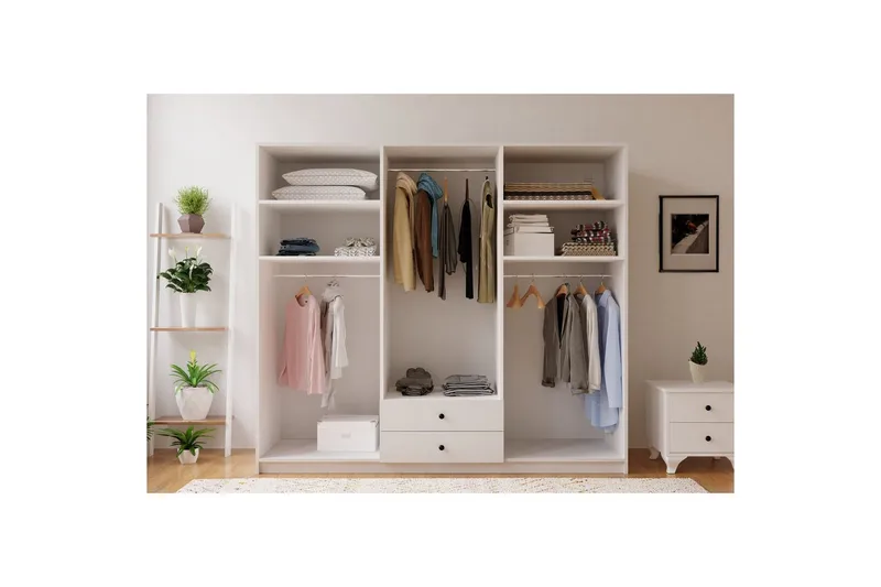 Alven Garderobe 180x180 cm - Mat Hvid - Opbevaring - Tøjopbevaring - Garderobeskabe
