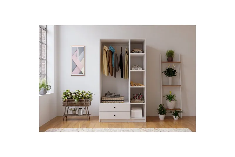 Alven Garderobe 90x180 cm - Mat Hvid - Opbevaring - Tøjopbevaring - Garderobeskabe