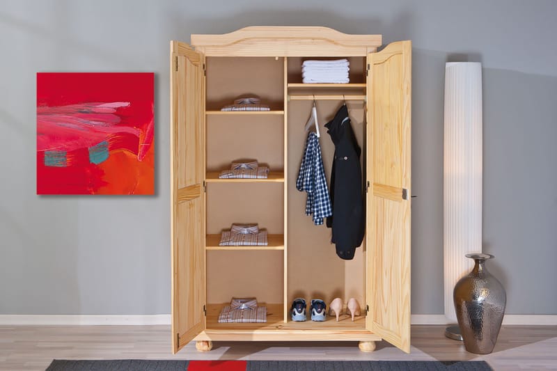 Amalia Garderobe 104 cm - Fyrretræ - Opbevaring - Tøjopbevaring - Garderobeskabe