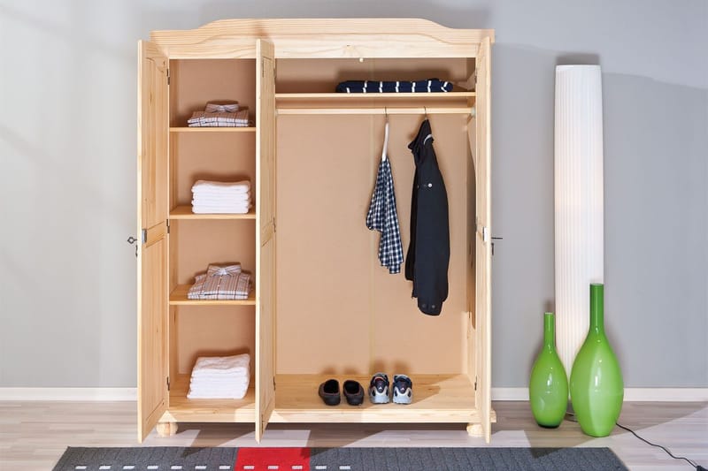 Amalia Garderobe 150 cm - Fyrretræ - Opbevaring - Tøjopbevaring - Garderobeskabe