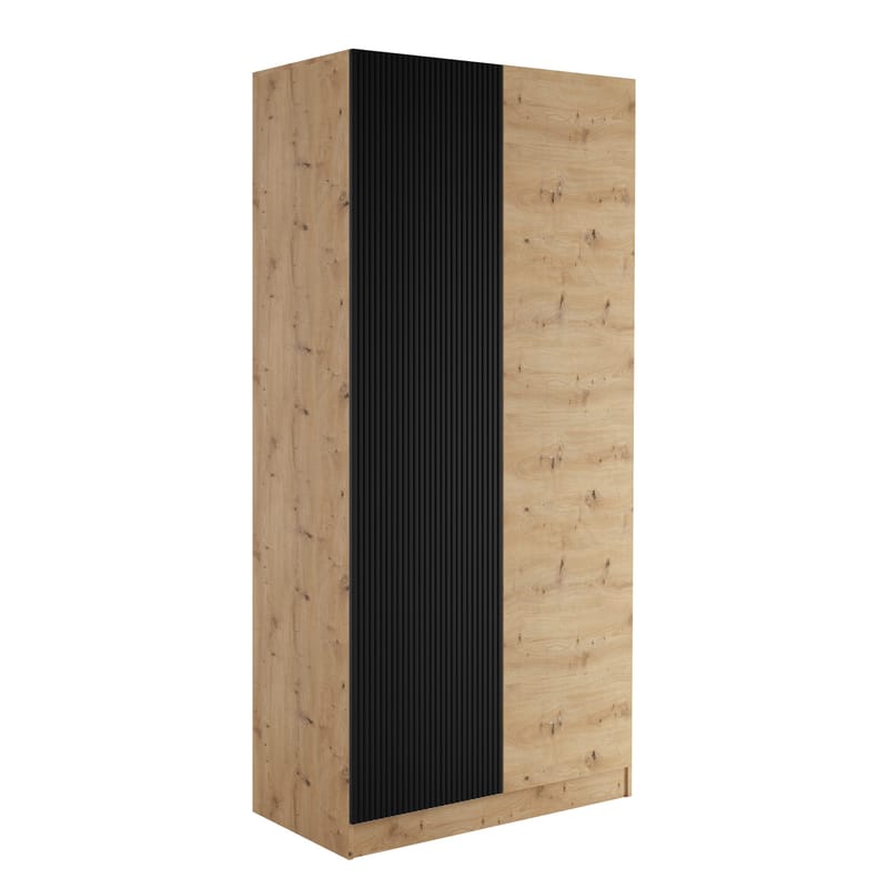 Amelus Garderobeskab 103x220 cm, Brun/Sort