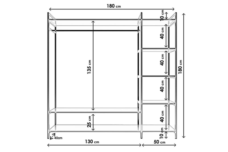 Amerbach Garderobe 100x40 cm - Hvid - Opbevaring - Tøjopbevaring - Garderobeskabe