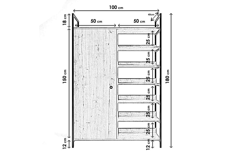 Amerbach Garderobe 100x40 cm - Natur - Opbevaring - Tøjopbevaring - Garderobeskabe