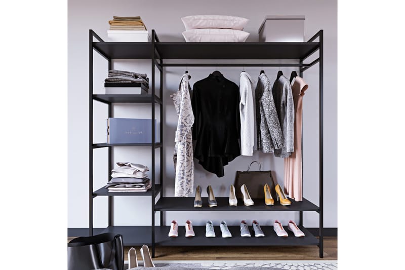 Amerbach Garderobe 180x40 cm - Sort - Opbevaring - Tøjopbevaring - Garderobeskabe