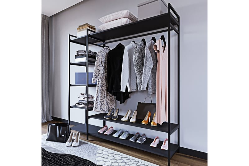 Amerbach Garderobe 180x40 cm - Sort - Opbevaring - Tøjopbevaring - Garderobeskabe